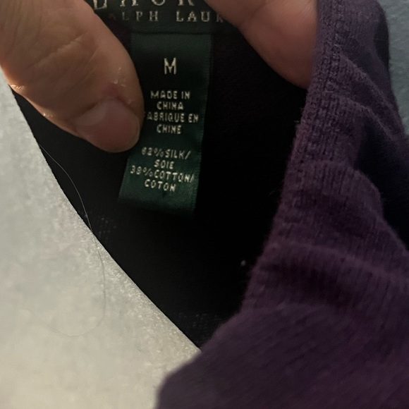 Polo Ralph Lauren Womans Grape Colored Sweater w/ Collar Ruffles, Short Sleeves - Picture 6 of 6